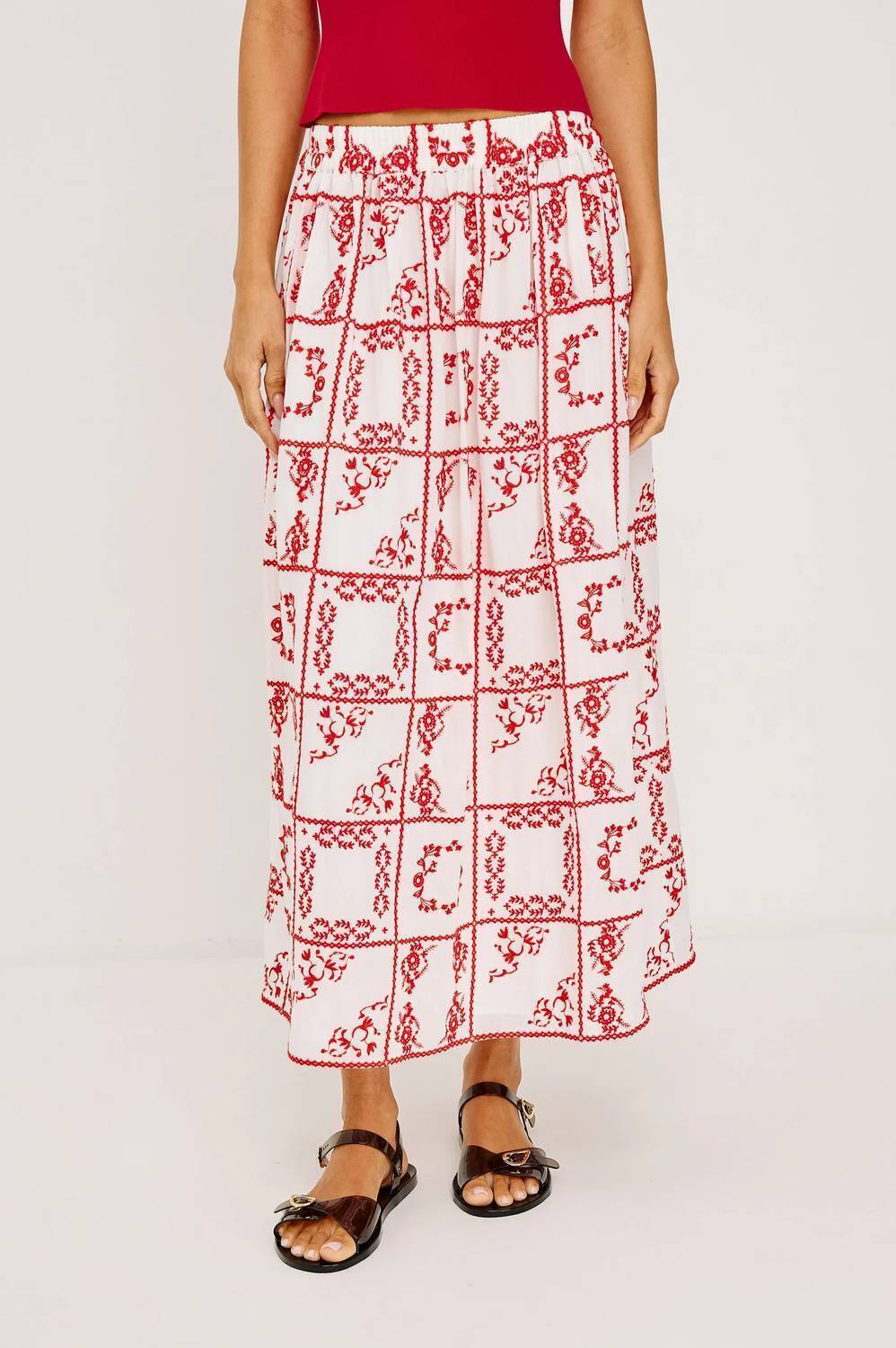 New Rails Dax Skirt In Ivory Red Handkerchief
